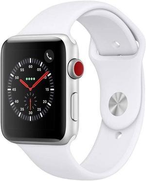 Refurbished Apple Watch Series 3 38mm GPS  Cellular 4G LTE  Silver  White Sport Band