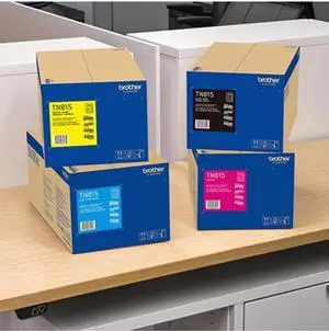 Brother TN815 Super High-Yield Black Cyan Yellow Magenta Toner Cartridge Set, 4PK, TN815BK, TN815C, TN815Y, TN815M