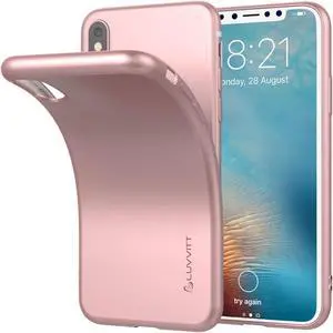 Luvvitt Ultra Slim Case for iPhone X Flexible Soft Feel TPU Cover - Rose Gold