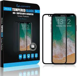 Luvvitt Tempered Glass Screen Protector 3D Case Friendly for iPhone X / XS - Black