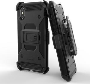 Luvvitt iPhone XS Max Armor Case With Belt Clip Holster and Kickstand 6.5 Black