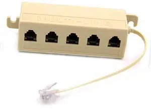 RJ11 Splitter 6P4C 1 Male to 5 Female Telephone Splitter,Five Way Telephone Line Splitters, RJ11 Phone Socket Jack Converter