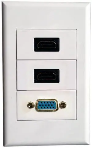 Wall Plate with HDMI + HDMI + VGA Modules,Display Monitor Keystone Connectors Jack/Plug Wall Mount Faceplate Cover (Type118)