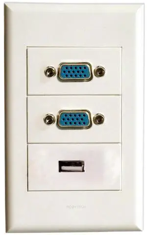 Wall Plate with VGA + VGA + USB Keystone Modular D-Sub Monitor Display Distribution Jack Connectors Socket White Decorative FacePlates Device Mount Coupler Cover - (Type:118)