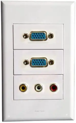 Wall Plate with VGA + VGA + 3 RCA Modular D-Sub Monitor Display Distribution for Cabling System Multimedia information interface,Integrated Wiring Work Wall mount panel cover holer