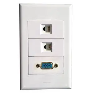 RJ11 VGA Wall Plate with RJ11 + RJ11 + VGA Keystone Modular Phone Line Distribution For Cable Management Cabling System Service Cable Distribution Network Cabling(2.83"x4.65") RJ11 VGA Wall Plate with RJ11 + RJ11 + VGA Keystone Modular Phone Line Distribution For Cable Management Cabling System Service Cable Distribution Network Cabling(2.83"x4.65")