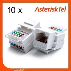 10PCS Cat6 Keystone Plug Wall Jack,RJ45 Module,Cat6 Network Coupler Keystone Jack, No Punch Down Tool Required