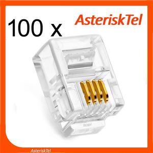 100pcs Telephone Connector End CAT3 Phone RJ11 6P4C Modular Plug Telephone Line Adapter Telephony Wire Jack