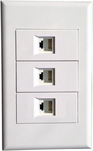Wall Faceplate with 3 RJ11 Ports,Telephone Keystone Cat3 Module White Wall Mount Plate Panel Type#118