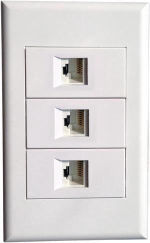 Wall Faceplate with 3 RJ45 Ports,Ethernet Keystone Cat5 Cat5e Cat6 Module White Wall Mount Plate Panel Type#118