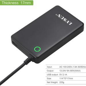 Lvsun 90 Watt Universal Notebook Charger Adapter Laptop Ac Adapter Power Supply Fit for Lenovo 20.5v, Ibm 20v, Hp/compaq 18.5v, Dell 19.5v, Toshiba 18v, Sony 16v, Acer 16v, Asus 19v, Etc
