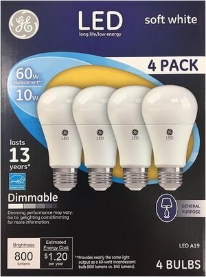 GE 67615 Medium Base LED Light Bulb, Soft White, 10.5 Watt, 800 Lumens