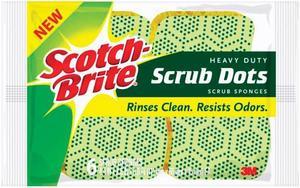 Scotch-Brite 30306-4 Scrub Dots Heavy Duty Scrub Sponge, Fiber