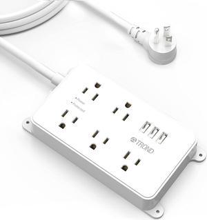 TROND Surge Protector Power Strip with USB, Ultra Thin Flat Plug 3ft  Extension Cord 1625W, 3 USB A & 1 Type C, 4 AC Outlets 1440J Surge  Protection