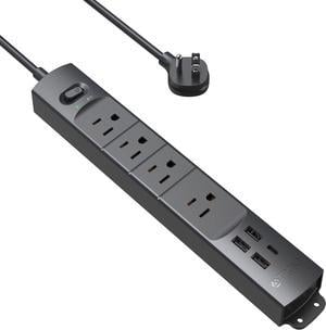 TROND Surge Protector Power Strip with USB Ultra Thin Flat Plug 3ft Extension Cord 1625W 3 USB A  1 Type C 4 AC Outlets 1440J Surge Protection Wall Mount for Home Office Dorm Room Black