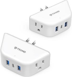 TROND 2 Prong to 3 Prong Outlet Extender 2 Outlet Splitter with 3 USB Ports 1 USB C US to Japan Plug Adapter Type A Travel Power Adapter for USA Japan Canada Mexico Philippines 2 Pack