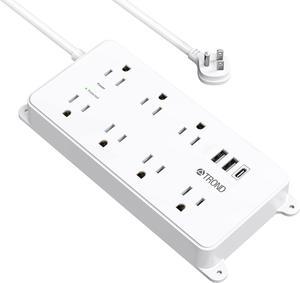 TROND Power Strip Surge Protector 7 Widely Spaced Outlets 3 USB Charging Ports  ETL Listed Wall Mount Flat Plug 5ft Extension Cord 14AWG Heavy Duty 1700J for Home Office Garage White