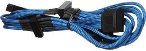 Light Blue 4 Pin to 4 x SATA Cable Cord Premium Sleeved Braided Adapter