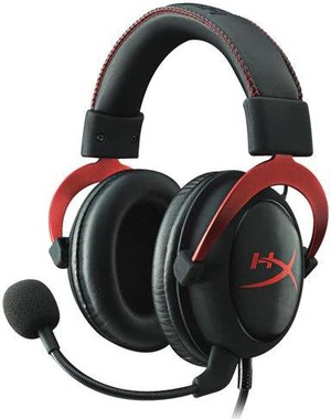 HyperX Cloud II Headset - Mini-phone (3.5mm) - Wired - 60 Ohm - 15 Hz - 25 kHz - Over-the-head - Binaural - Circumaural - 3.28 ft Cable - Condenser Microphone - Noise Canceling - Red HyperX Cloud II Headset - Mini-phone (3.5mm) - Wired - 60 Ohm - 15 Hz - 25 kHz - Over-the-head - Binaural - Circumaural - 3.28 ft Cable - Condenser Microphone - Noise Canceling - Red