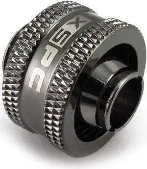 XSPC G1/4" to 3/8" ID, 1/2" OD Compression Fitting V2 for Soft Tubing, Black Chrome XSPC G1/4" to 3/8" ID, 1/2" OD Compression Fitting V2 for Soft Tubing, Black Chrome