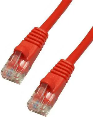 7' ft foot CAT5E 350MHz Patch Cable Cord Red Ethernet Network w/ Snag Free Boot
