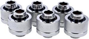 Alphacool Eiszapfen 1/2" ID x 3/4" OD G1/4 Compression Fitting - Chrome Sixpack (17241)