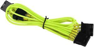 Yellow to 3 x 4-pin Cable Cord Premium Braided Adapter PC Computer