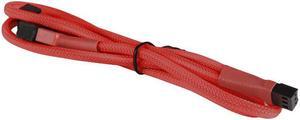 Red Sleeved 3-Pin Fan Cable Y Splitter Extension with Black Connectors (12" Length)