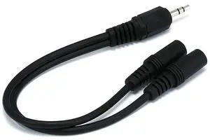 Monoprice 667 6inch 3.5mm Stereo Plug - Two 3.5mm Stereo Jack Cable Cord