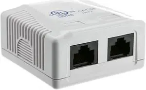 RJ45 2 Port Wall Mount Biscuit Network Ethernet UTP LAN Jack - White