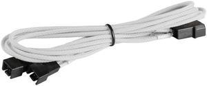 White 4-pin to 2x 3-Pin Fan Braided Power Cord Cable Adapter PC Computer