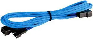 Light Blue 4-pin to 2x 3-Pin Fan Braided Power Cable Adapter PC Computer