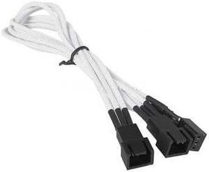 NZXT CBW-3P-Y 300mm 3 Pin Fan Y Cable to 2 Male to Female Cable White Braided