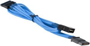 Light Blue 4-pin to 2 x SATA Cable Power Cord Premium Braided Adapter