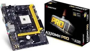 BIOSTAR A320MH PRO AM4 SATA 6Gb/s USB 3.1 HDMI Micro ATX AMD Motherboard
