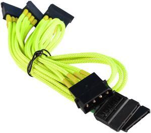 Battleborn Yellow 4-Pin to 5 x SATA Splitter Cable Cord (4-pin to 5x Serial ATA) Premium Power Adapter for PC Computer