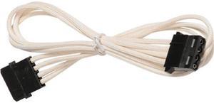 White 4-Pin Single Cable Premium Braided Male to Female Extension