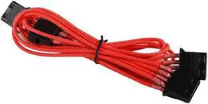 Red LP4 to 3 x LP4 4-pin Cable Cord Premium Braided Adapter PC Computer