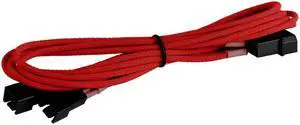 Red 4-pin to 2x 3-Pin Fan Braided Power Cord Cable Adapter PC Computer