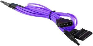 Purple 4 Pin to 4 x SATA Cable Cord Premium Sleeved Braided Adapter