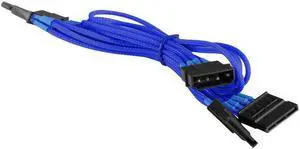 Dark Blue 4 Pin to 4 x SATA Cable Cord Premium Sleeved Braided Adapter