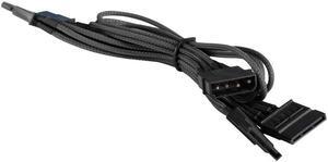 4-Pin to 4x SATA Power Splitter Cable - Sleeved - Black Color