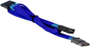 Dark Blue 4-pin to 2 x SATA Cable Power Cord Premium Braided Adapter