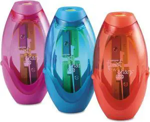 Bostitch Two-Hole Twist-n-Sharp Pencil Sharpener Random Assorted Colors 6/Pack