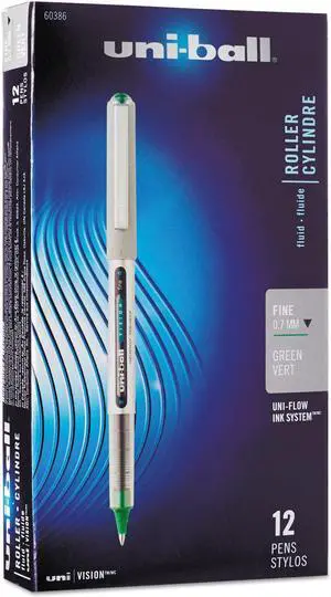 uni-ball VISION Stick Roller Ball Pen Fine 0.7mm Evergreen Ink Gray BarrelStand 60386