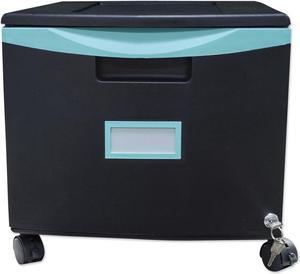 Storex Single-Drawer Mobile Filing Cabinet 14.75wx18.25dx12.75h Black/Teal