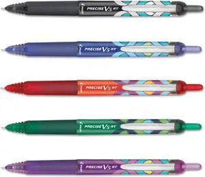 Pilot Precise V5RT Retractable Roller Ball Pen Assorted Ink/Barrel 5/Set 41980