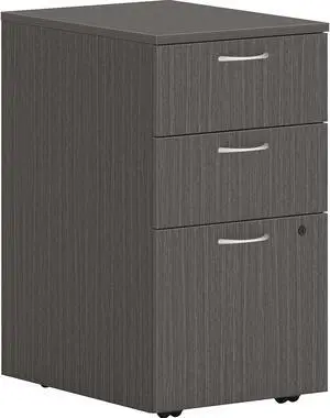 HON Mod 3-Drawer Vert File Cab Mobile Pedestal Let/Leg Slate Teak 20" PLPMBBFLS1