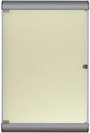 Ghent SILH20410 Silhouette 1 Door Enclosed Vinyl Bulletin Board - 27.75" x 42.13" - Caramel Surface, Black/Satin Aluminum Frame