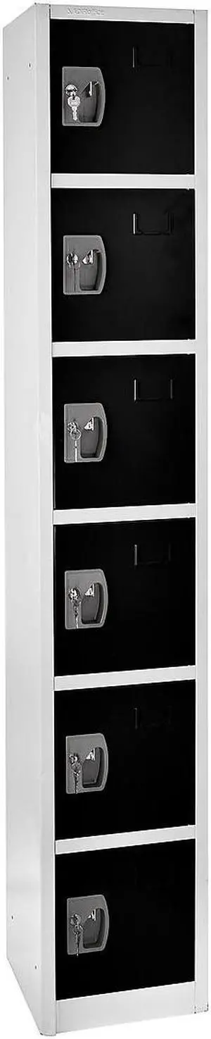 AdirOffice 72"" 6-Compartment Steel Tier Key Lock Black Storage Locker